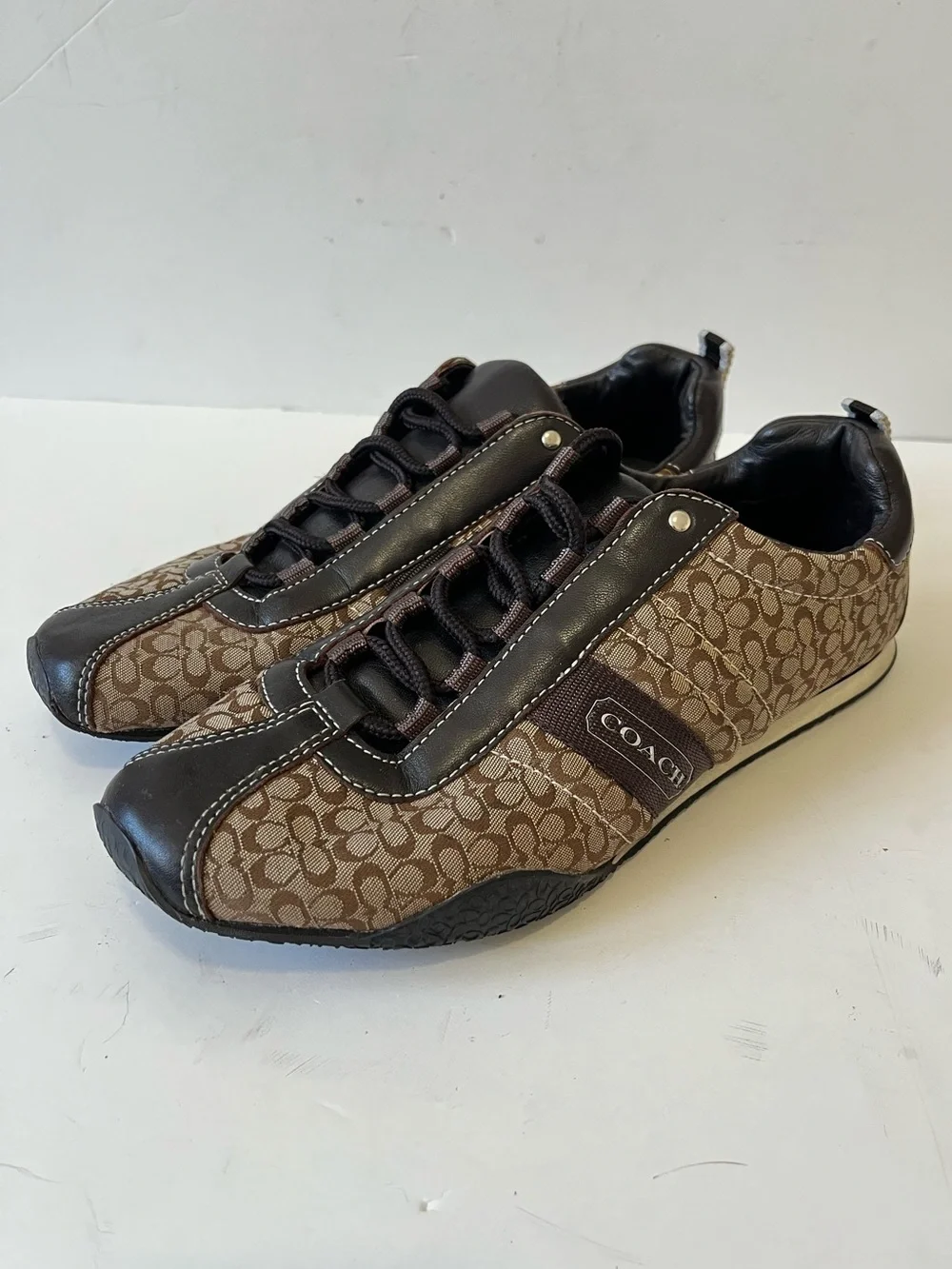 Coach Brown Monogram Signature Canvas Kelsie Sneakers Size 7.5 Medium